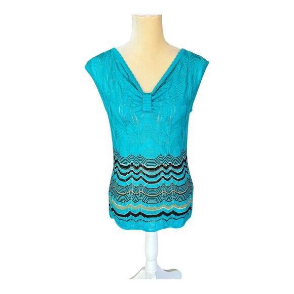 M Missoni Blue Turquoise Knit Top US Size 6 - Picture 1 of 9